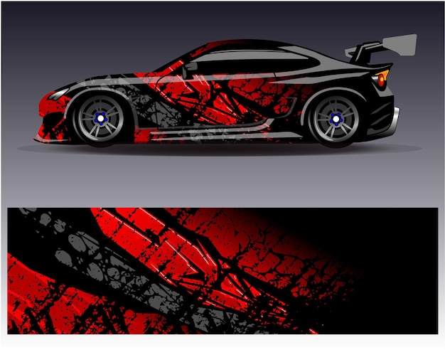 Vector de diseño de envoltura de automóviles Diseños de fondo de carreras de rayas abstractas gráficas para carreras de rally de vehículos
