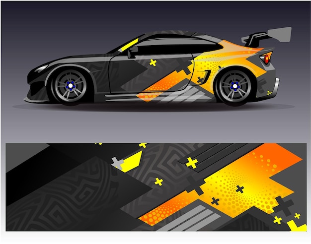 Vector de diseño de envoltura de automóviles Diseños de fondo de carreras de rayas abstractas gráficas para carreras de rally de vehículos
