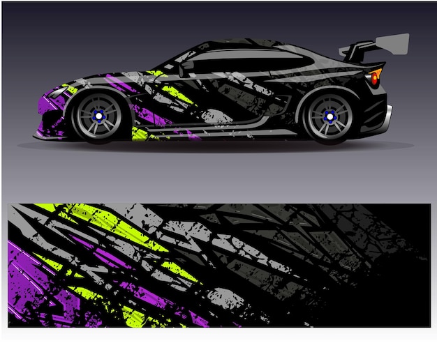 Vector de diseño de envoltura de automóviles Diseños de fondo de carreras de rayas abstractas gráficas para carreras de rally de vehículos