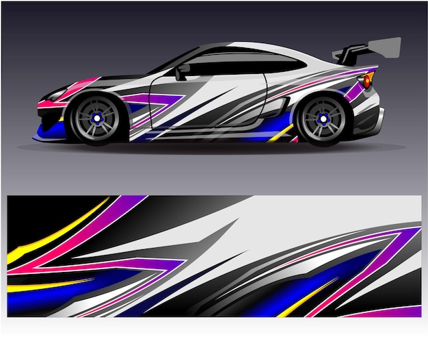 Vector de diseño de envoltura de automóviles Diseños de fondo de carreras de rayas abstractas gráficas para carreras de rally de vehículos