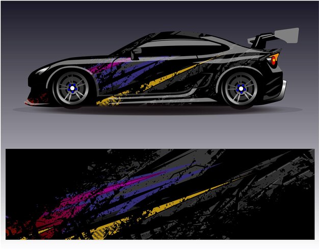 Vector de diseño de envoltura de automóviles Diseños de fondo de carreras de rayas abstractas gráficas para carreras de rally de vehículos