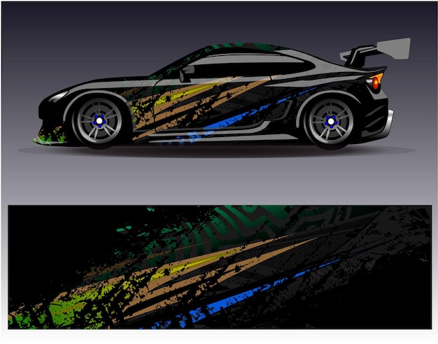 Vector de diseño de envoltura de automóviles Diseños de fondo de carreras de rayas abstractas gráficas para carreras de rally de vehículos