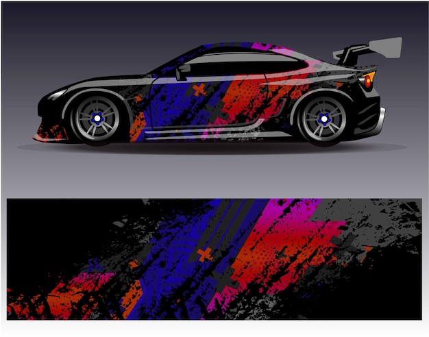 Vector de diseño de envoltura de automóviles Diseños de fondo de carreras de rayas abstractas gráficas para carreras de rally de vehículos