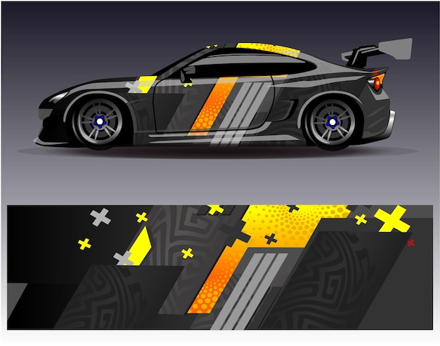 Vector de diseño de envoltura de automóviles Diseños de fondo de carreras de rayas abstractas gráficas para carreras de rally de vehículos