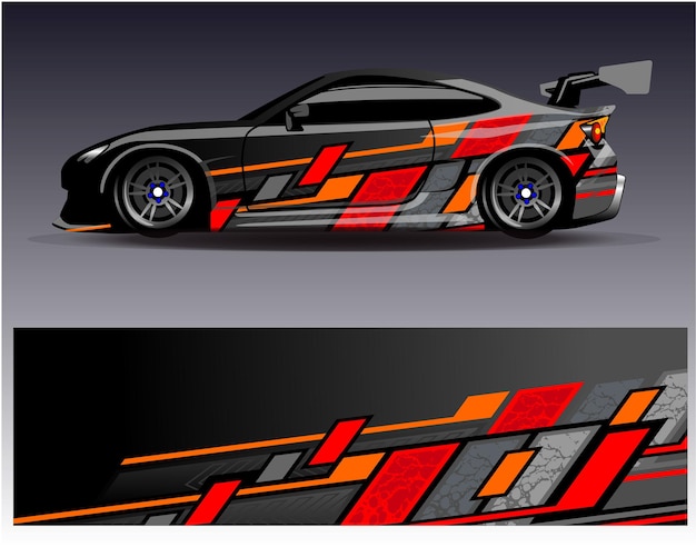 Vector de diseño de envoltura de automóviles Diseños de fondo de carreras de rayas abstractas gráficas para carreras de rally de vehículos
