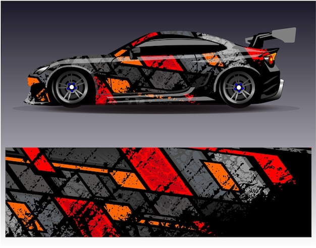 Vector de diseño de envoltura de automóviles Diseños de fondo de carreras de rayas abstractas gráficas para carreras de rally de vehículos