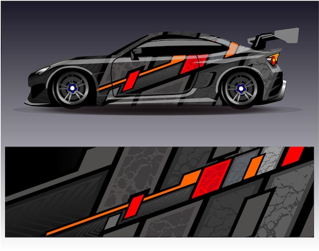 Vector de diseño de envoltura de automóviles Diseños de fondo de carreras de rayas abstractas gráficas para carreras de rally de vehículos