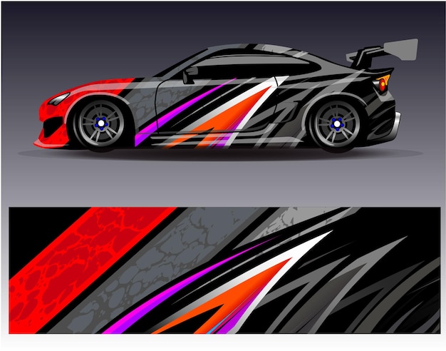 Vector de diseño de envoltura de automóviles Diseños de fondo de carreras de rayas abstractas gráficas para carreras de rally de vehículos