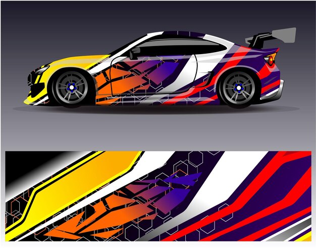 Vector de diseño de envoltura de automóviles Diseños de fondo de carreras de rayas abstractas gráficas para carreras de rally de vehículos