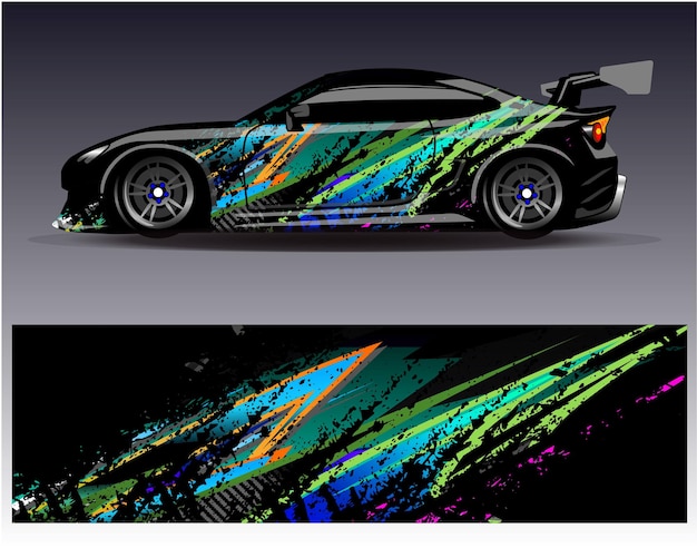 Vector de diseño de envoltura de automóviles Diseños de fondo de carreras de rayas abstractas gráficas para carreras de rally de vehículos