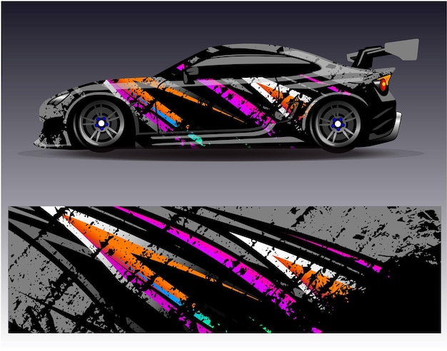 Vector de diseño de envoltura de automóviles Diseños de fondo de carreras de rayas abstractas gráficas para carreras de rally de vehículos