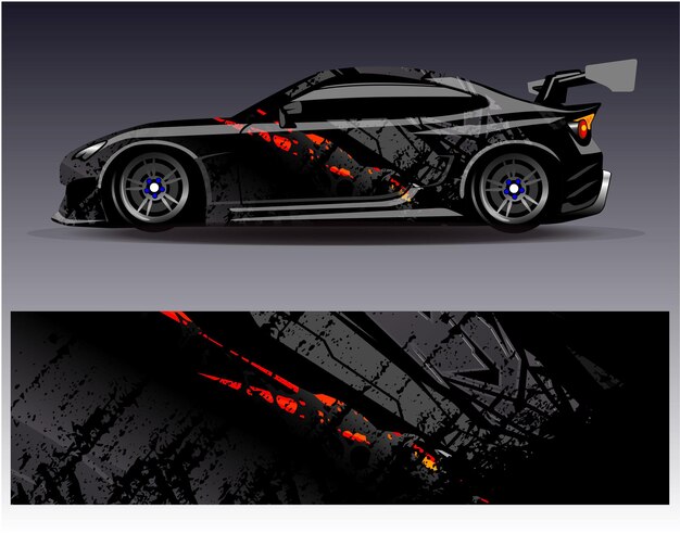 Vector de diseño de envoltura de automóviles Diseños de fondo de carreras de rayas abstractas gráficas para carreras de rally de vehículos