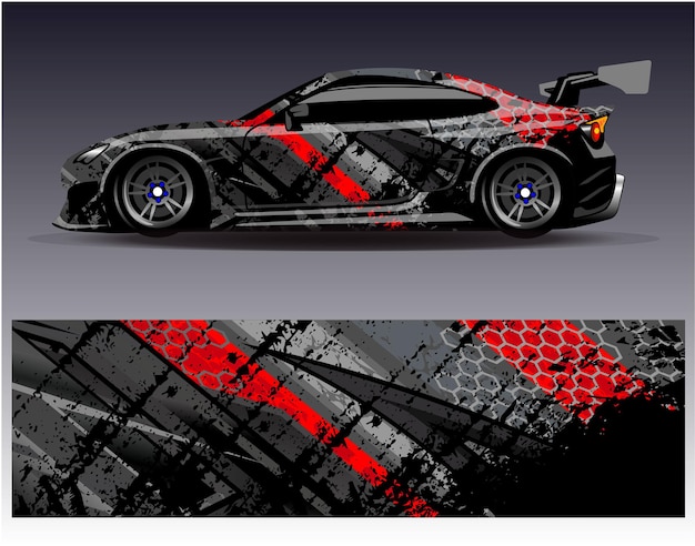 Vector de diseño de envoltura de automóviles Diseños de fondo de carreras de rayas abstractas gráficas para carreras de rally de vehículos