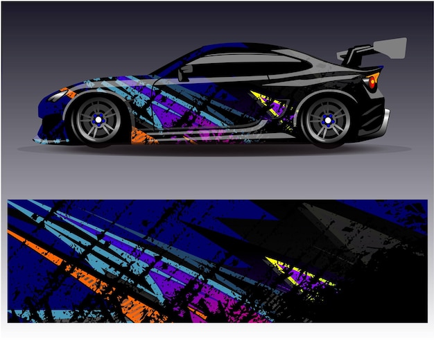 Vector de diseño de envoltura de automóviles Diseños de fondo de carreras de rayas abstractas gráficas para carreras de rally de vehículos