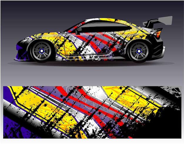 Vector de diseño de envoltura de automóviles Diseños de fondo de carreras de rayas abstractas gráficas para carreras de rally de vehículos