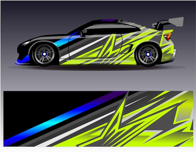 Vector de diseño de envoltura de automóviles Diseños de fondo de carreras de rayas abstractas gráficas para carreras de rally de vehículos