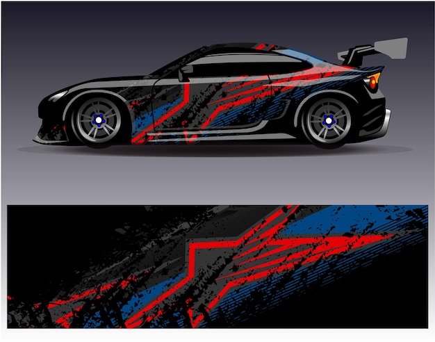 Vector de diseño de envoltura de automóviles Diseños de fondo de carreras de rayas abstractas gráficas para carreras de rally de vehículos