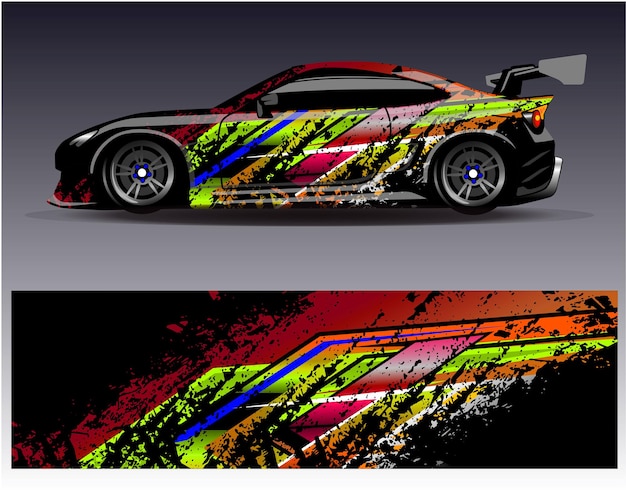 Vector de diseño de envoltura de automóviles Diseños de fondo de carreras de rayas abstractas gráficas para carreras de rally de vehículos
