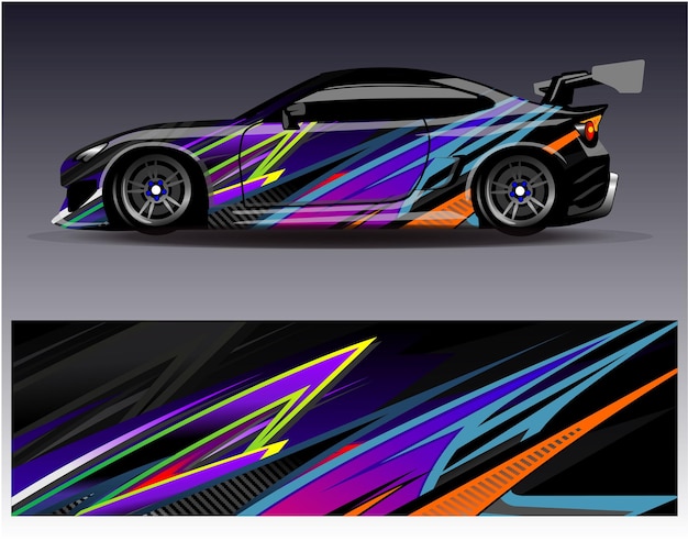 Vector de diseño de envoltura de automóviles Diseños de fondo de carreras de rayas abstractas gráficas para carreras de rally de vehículos