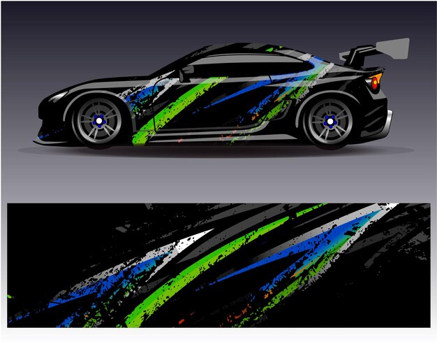 Vector de diseño de envoltura de automóviles Diseños de fondo de carreras de rayas abstractas gráficas para carreras de rally de vehículos