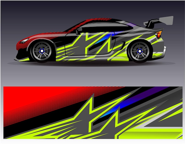 Vector de diseño de envoltura de automóviles Diseños de fondo de carreras de rayas abstractas gráficas para carreras de rally de vehículos