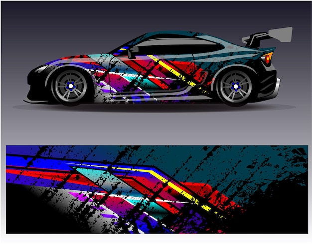 Vector de diseño de envoltura de automóviles Diseños de fondo de carreras de rayas abstractas gráficas para carreras de rally de vehículos