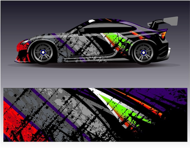 Vector de diseño de envoltura de automóviles Diseños de fondo de carreras de rayas abstractas gráficas para carreras de rally de vehículos