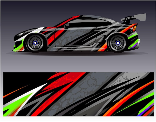 Vector de diseño de envoltura de automóviles Diseños de fondo de carreras de rayas abstractas gráficas para carreras de rally de vehículos