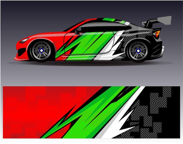 Vector de diseño de envoltura de automóviles Diseños de fondo de carreras de rayas abstractas gráficas para carreras de rally de vehículos