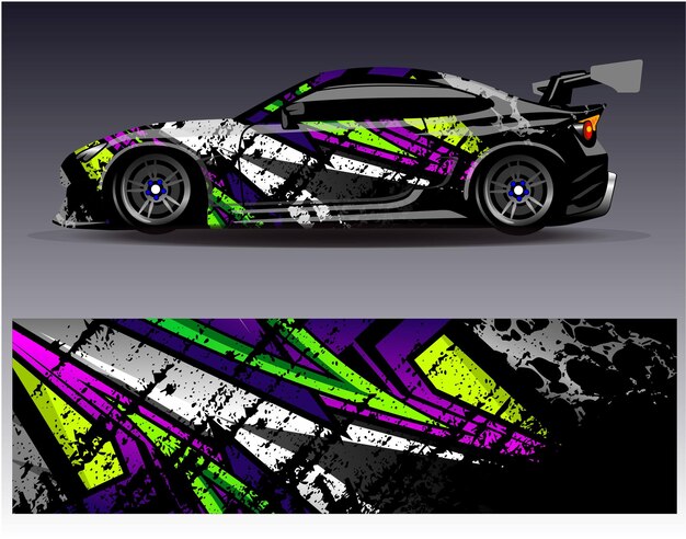 Vector de diseño de envoltura de automóviles Diseños de fondo de carreras de rayas abstractas gráficas para carreras de rally de vehículos