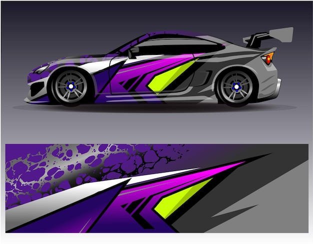 Vector de diseño de envoltura de automóviles Diseños de fondo de carreras de rayas abstractas gráficas para carreras de rally de vehículos