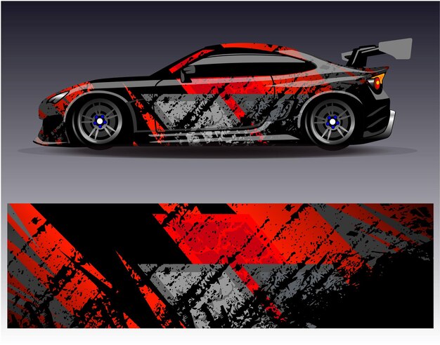 Vector de diseño de envoltura de automóviles Diseños de fondo de carreras de rayas abstractas gráficas para carreras de rally de vehículos
