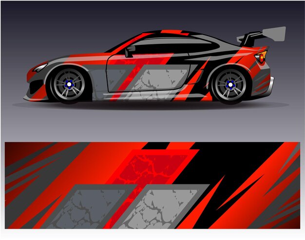 Vector de diseño de envoltura de automóviles Diseños de fondo de carreras de rayas abstractas gráficas para carreras de rally de vehículos