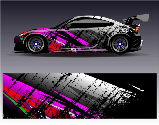 Vector de diseño de envoltura de automóviles Diseños de fondo de carreras de rayas abstractas gráficas para carreras de rally de vehículos