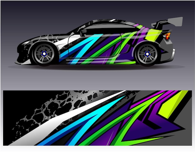 Vector de diseño de envoltura de automóviles Diseños de fondo de carreras de rayas abstractas gráficas para carreras de rally de vehículos