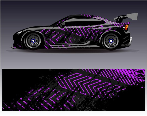 Vector de diseño de envoltura de automóviles Diseños de fondo de carreras de rayas abstractas gráficas para carreras de rally de vehículos