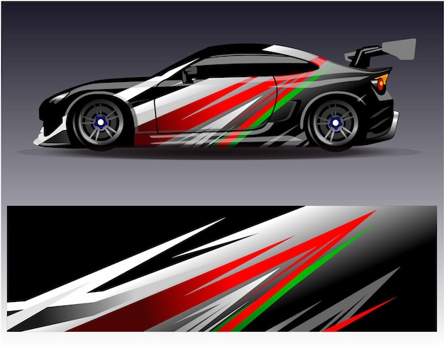 Vector de diseño de envoltura de automóviles Diseños de fondo de carreras de rayas abstractas gráficas para carreras de rally de vehículos