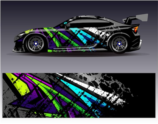 Vector de diseño de envoltura de automóviles Diseños de fondo de carreras de rayas abstractas gráficas para carreras de rally de vehículos