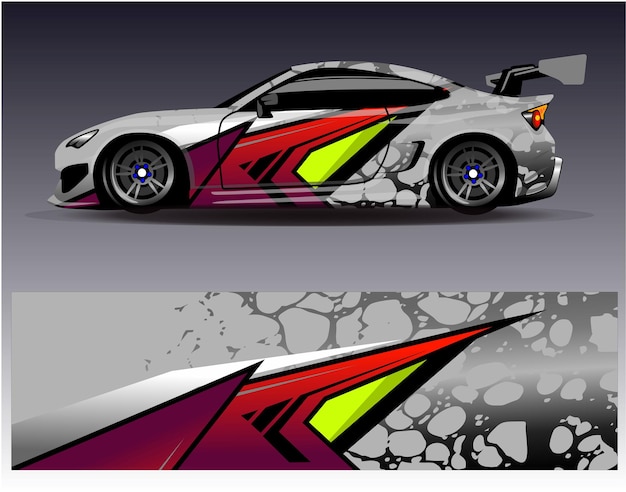 Vector de diseño de envoltura de automóviles Diseños de fondo de carreras de rayas abstractas gráficas para carreras de rally de vehículos