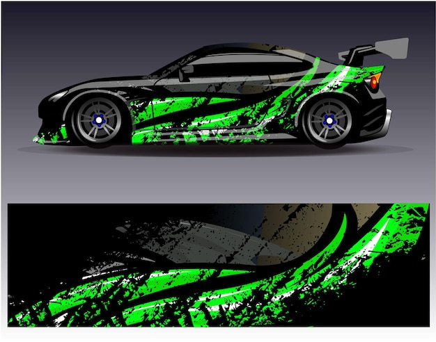 Vector de diseño de envoltura de automóviles Diseños de fondo de carreras de rayas abstractas gráficas para carreras de rally de vehículos
