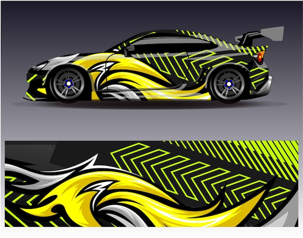 Vector de diseño de envoltura de automóviles Diseños de fondo de carreras de rayas abstractas gráficas para carreras de rally de vehículos