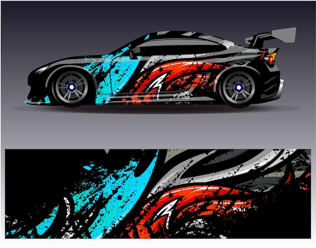 Vector de diseño de envoltura de automóviles Diseños de fondo de carreras de rayas abstractas gráficas para carreras de rally de vehículos