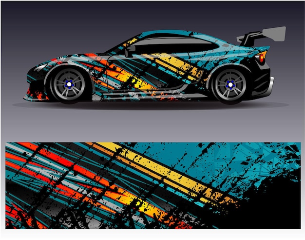 Vector de diseño de envoltura de automóviles Diseños de fondo de carreras de rayas abstractas gráficas para carreras de rally de vehículos