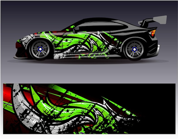 Vector de diseño de envoltura de automóviles Diseños de fondo de carreras de rayas abstractas gráficas para carreras de rally de vehículos