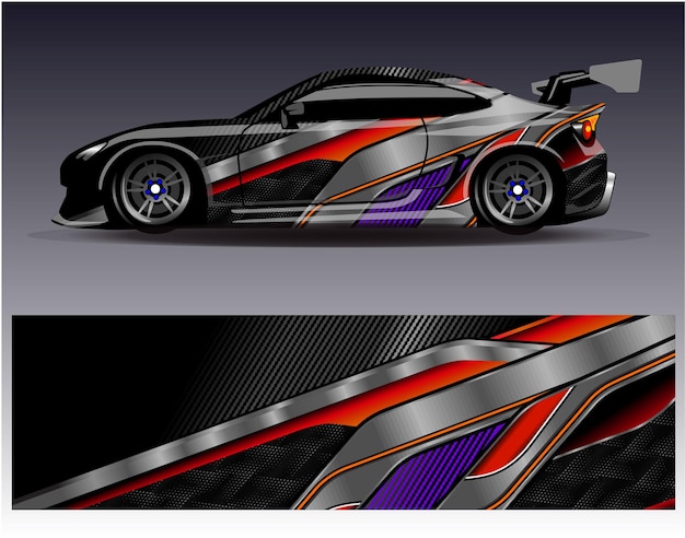 Vector de diseño de envoltura de automóviles Diseños de fondo de carreras de rayas abstractas gráficas para carreras de rally de vehículos