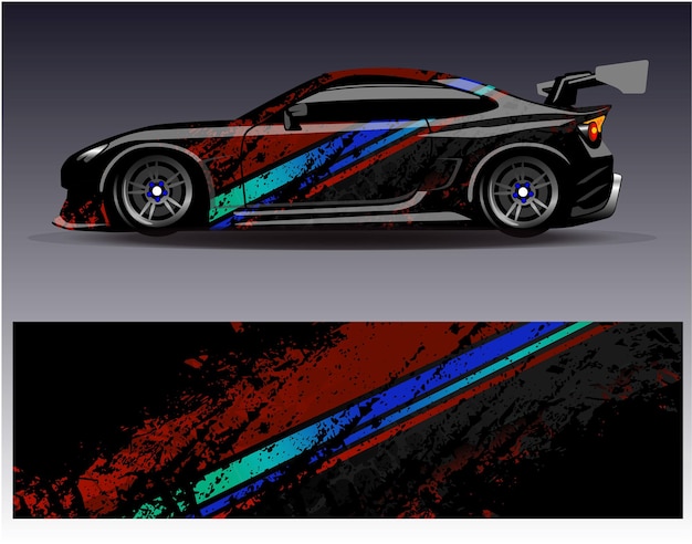 Vector de diseño de envoltura de automóviles Diseños de fondo de carreras de rayas abstractas gráficas para carreras de rally de vehículos