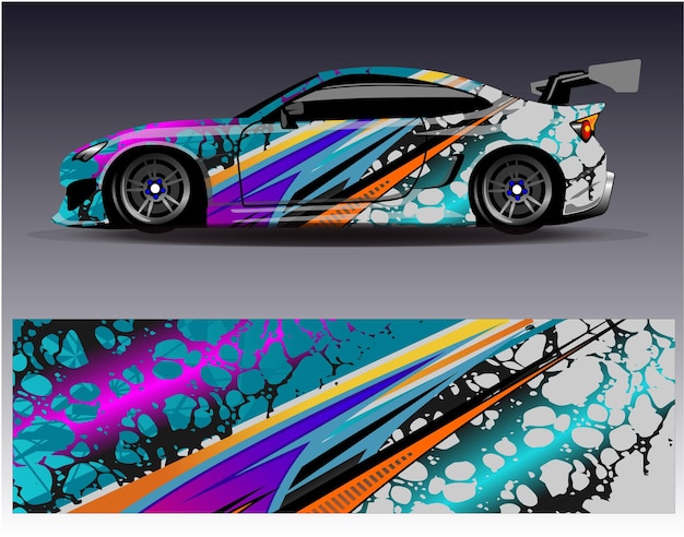 Vector de diseño de envoltura de automóviles Diseños de fondo de carreras de rayas abstractas gráficas para carreras de rally de vehículos