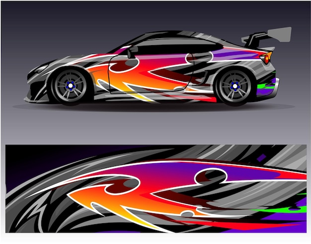 Vector de diseño de envoltura de automóviles Diseños de fondo de carreras de rayas abstractas gráficas para carreras de rally de vehículos
