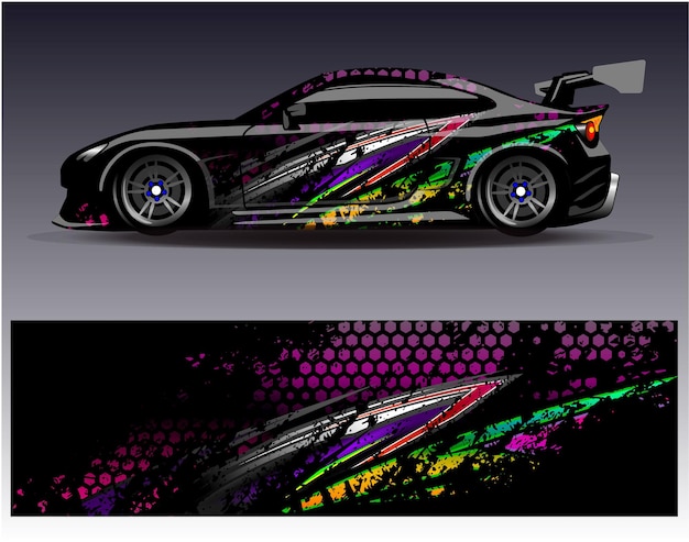 Vector de diseño de envoltura de automóviles Diseños de fondo de carreras de rayas abstractas gráficas para carreras de rally de vehículos