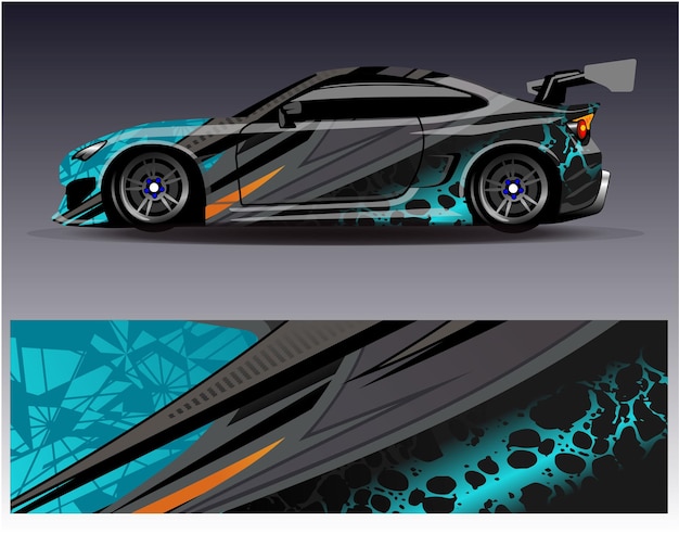 Vector de diseño de envoltura de automóviles Diseños de fondo de carreras de rayas abstractas gráficas para carreras de rally de vehículos
